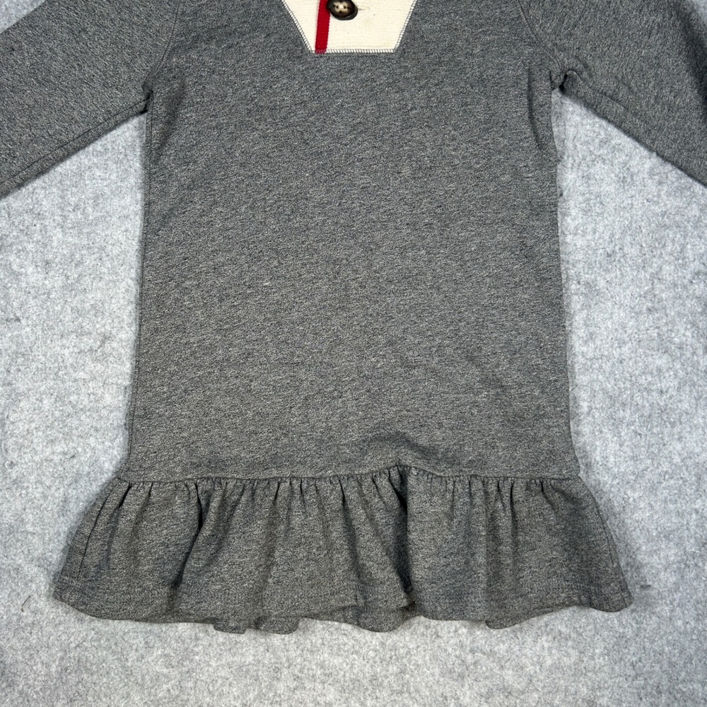 Ralph Lauren dress Girls 6 Gray Shawl Collar Fleece Ruffle Hem Ski Patch Preppy - Picture 5 of 13